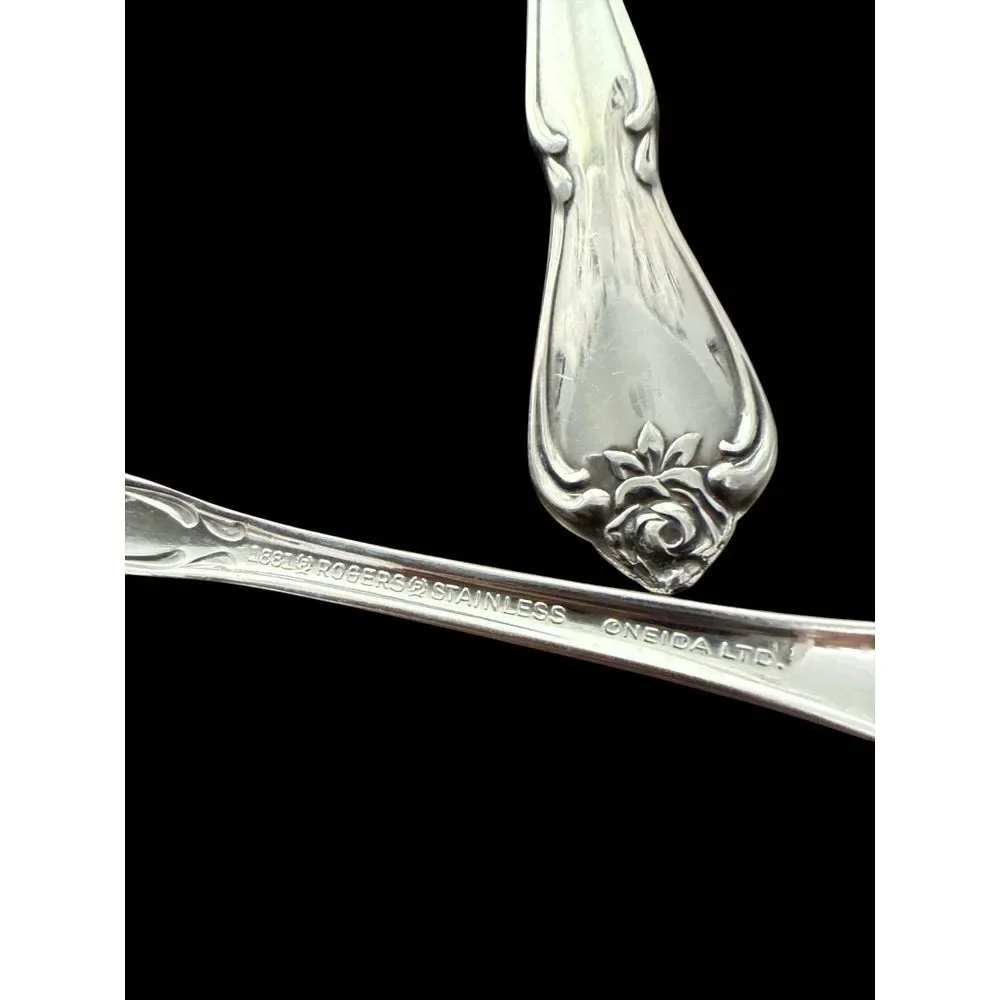 Oneida Rogers‎ Stainless Steel Rose Pattern Vintage Fork Spoon Set Flatware